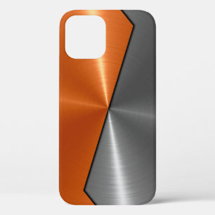 Zilver en Oranje roestvrij staal iPhone 12 Pro Hoesje