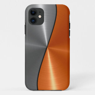 Zilver en oranje roestvrijstalen metaal iPhone 11 hoesje