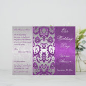 Zilver- en Paars Damask II Wedding Programme (Staand voorkant)