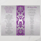Zilver- en Paars Damask II Wedding Programme (Achterkant)
