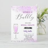 Zilver en paarse brunch en bubbelthema kaart (Staand voorkant)
