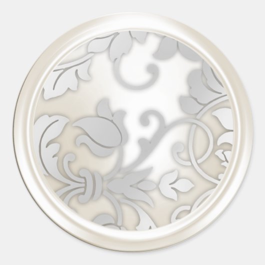 Zilver- en pareldamesenvelop ronde sticker (Voorkant)