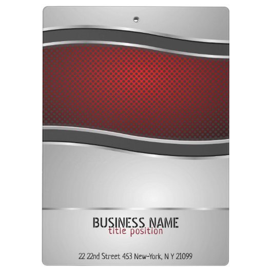 Zilver en rood metaal met Stippen Klembord (Achterkant)