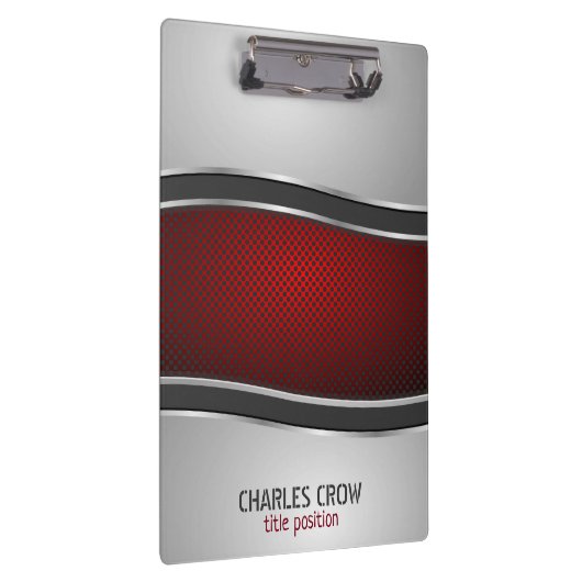 Zilver en rood metaal met Stippen Klembord (Rechts)