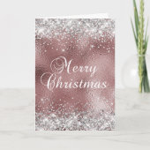 Zilver en Roos Gold Sparkly Folie Vrolijk kerstfee Kaart (Voorkant)
