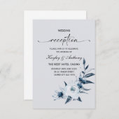 Zilver en Royal Blue Reception Kaart (Voorkant / Achterkant)