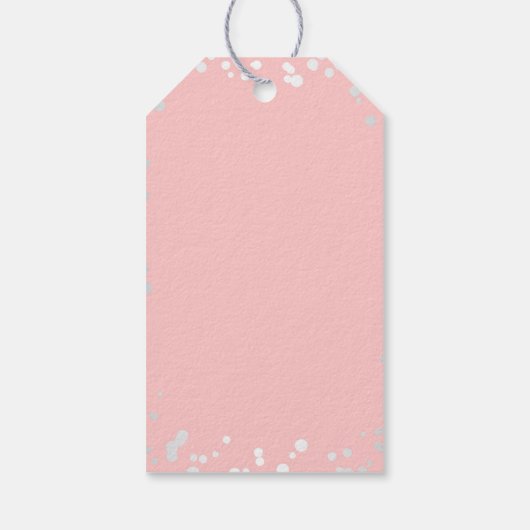 Zilver en Roze Confetti Elegant Bruiloft Cadeaulabel (Achterkant)