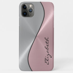 Zilver en roze roestvrij staal iPhone 11 pro max hoesje