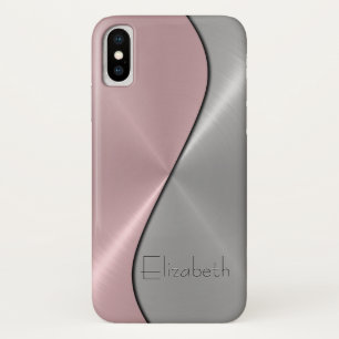 Zilver en roze roestvrij staal iPhone x hoesje