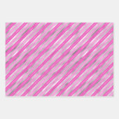 Zilver- en roze strepen inpakpapier vel (Voorkant 3)