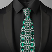 Zilver en smaragd patroon stropdas