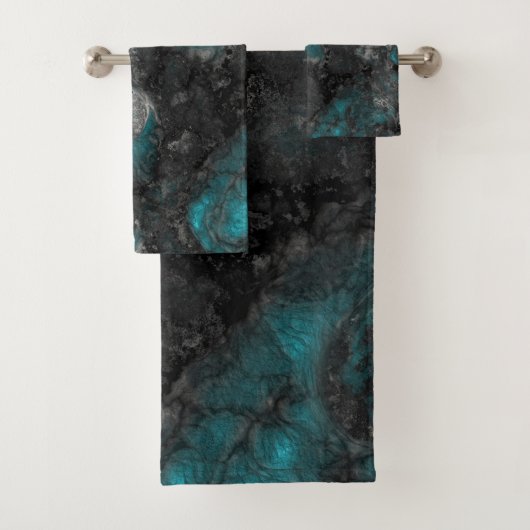 Zilver en turquoise steen Abstract Bad Handdoek (Insitu)