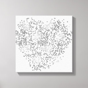 Zilver en White Confetti Heart Canvas Afdruk
