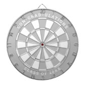 Zilver en wit Afstuderen | Aangepaste tekst Dartbord (Voorkant)