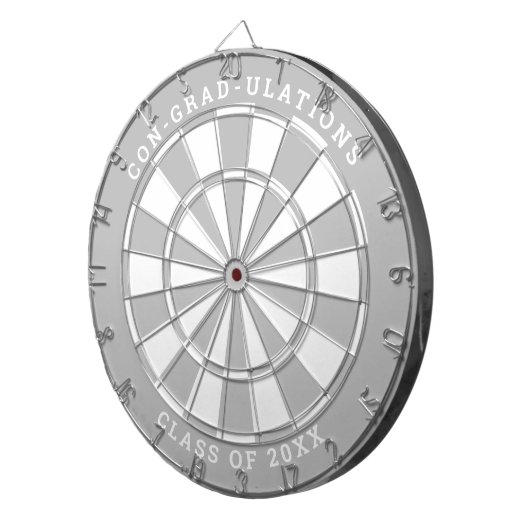Zilver en wit Afstuderen | Aangepaste tekst Dartbord (Voorkant Rechts)