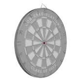 Zilver en wit Afstuderen | Aangepaste tekst Dartbord (Voorkant Links)
