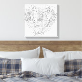Zilver en wit Confetti hart Canvas Afdruk (Insitu (Slaapkamer))