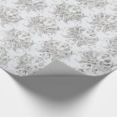 Zilver en wit damast cadeaupapier (Hoek)