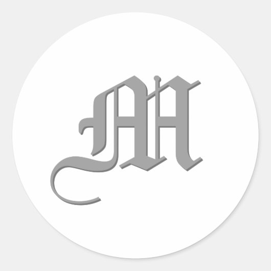 ZILVER en WIT Monogram M Sticker - Trouwtekst (Voorkant)