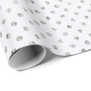 Zilver en witte miniDots Cadeaupapier