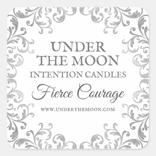 Zilver- en witte -spellerkaarlabels vierkante sticker (Voorkant)