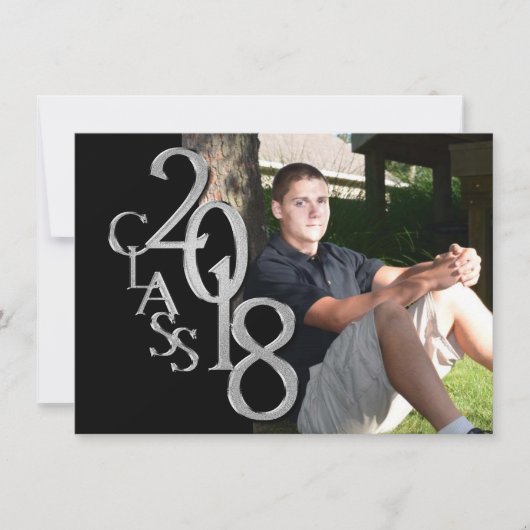 Zilver en zwart 2018 foto Afstuderen uitnodiging (Voorkant)