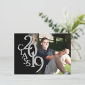 Zilver en zwart 2019 foto Afstuderen uitnodiging (Staand voorkant)