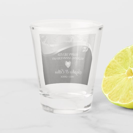 Zilver en zwart Jubileum Shot Glas (Achterkant)