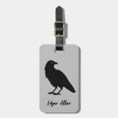 Zilver en zwart, persoonlijk Bagagelabel | Raven (Voorkant verticaal)