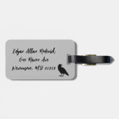 Zilver en zwart, persoonlijk Bagagelabel | Raven (Achterkant horizontaal)