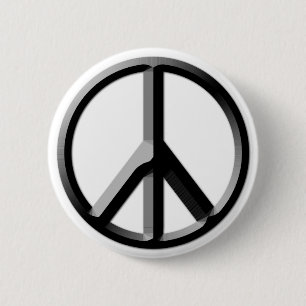 Zilver en zwart Vredesteken Button