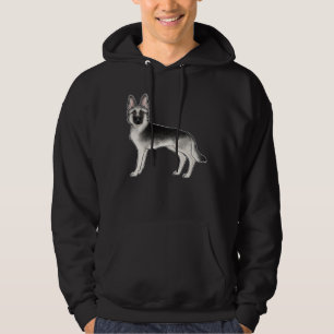 Zilver en zwarte Duitse herder GSD-hond ontwerp Hoodie