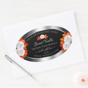 Zilver- en zwarte etiketten van Oranje witte rozen