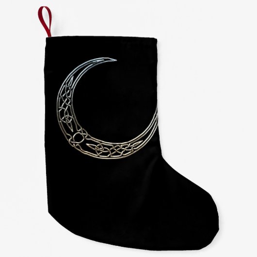 Zilver- en zwarte Keltische halve maan Kleine Kerstsok (Voorkant)