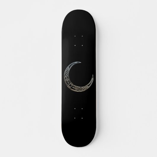 Zilver- en zwarte Keltische halve maan Skateboard (Voorkant)