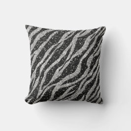 Zilver en Zwarte Zebra Print Sierkussen