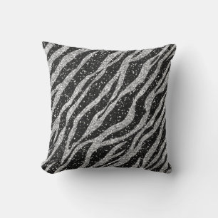 Zilver en Zwarte Zebra Print Sierkussen