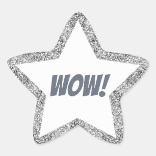 Zilver Faux Glitter Wow! Docent Ster Sticker