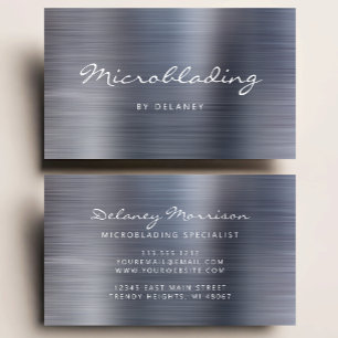 Zilver Geborsteld Metaal Schrift Microblading Visitekaartje