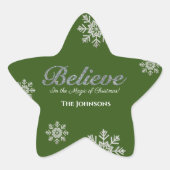 Zilver Glitter Believe in de kerstavond Ster Sticker (Voorkant)