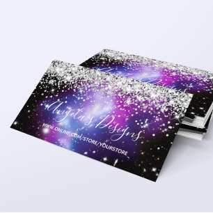 Zilver Glitter Blauw Paarse Galaxy Webwinkel Visitekaartje