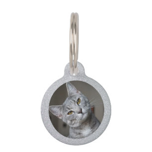 Zilver Glitter Cat Kitten Pet Eigenaars Foto Pet Huisdierpenning