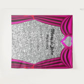 Zilver Glitter Diamanten Hart Roze Gordijn Achterg Wandkleed (Voorkant (horizontaal))