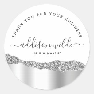 Zilver Glitter Diamanten Zakelijk Bedankt Ronde Sticker