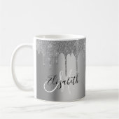 Zilver Glitter druppels Metaal Monogram Koffiemok (Links)