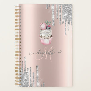 Zilver Glitter Druppels Roze Gouden Monogram Cupca Planner