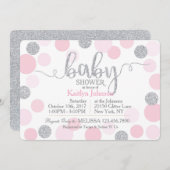 Zilver Glitter en Roze Verspreide Stippen Baby sho Kaart (Voorkant / Achterkant)