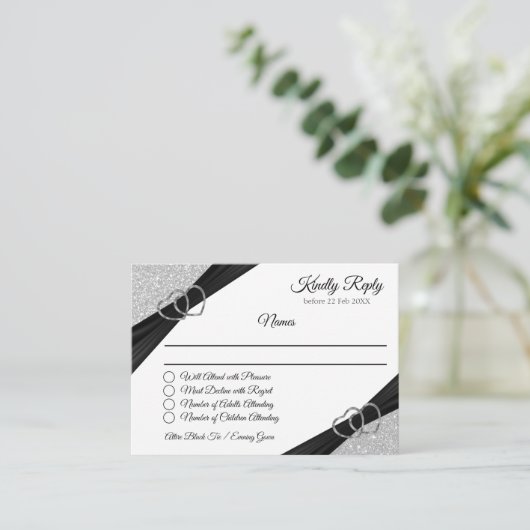 Zilver Glitter Envelop Kaart (Staand voorkant)