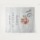 Zilver glitter foto welcome Sweet 16 Wandkleed (Voorkant (horizontaal))