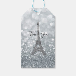 Zilver Glitter Glans Bling Eiffeltoren Feestje Cadeaulabel